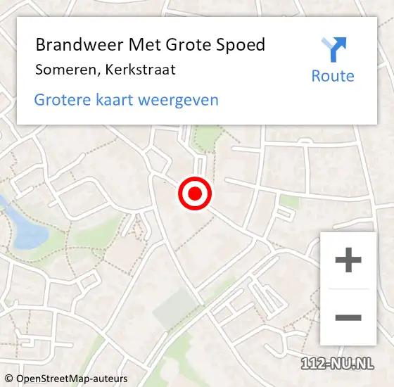 Locatie op kaart van de 112 melding: Brandweer Met Grote Spoed Naar Someren, Kerkstraat op 1 oktober 2021 08:24