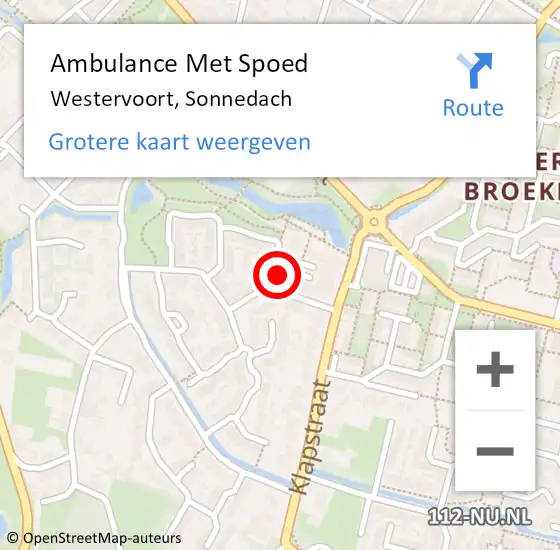 Locatie op kaart van de 112 melding: Ambulance Met Spoed Naar Westervoort, Sonnedach op 1 oktober 2021 08:45