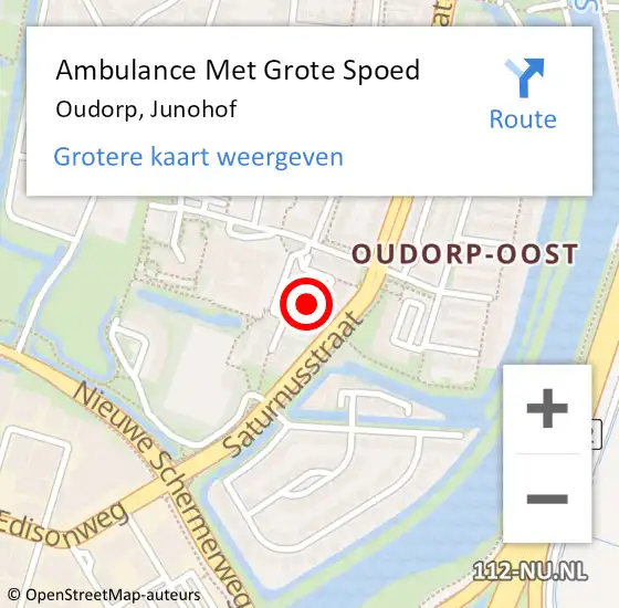 Locatie op kaart van de 112 melding: Ambulance Met Grote Spoed Naar Oudorp, Junohof op 1 oktober 2021 09:03