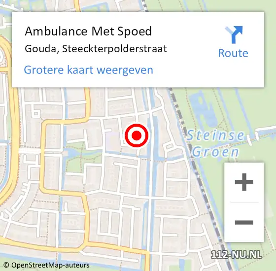 Locatie op kaart van de 112 melding: Ambulance Met Spoed Naar Gouda, Steeckterpolderstraat op 1 oktober 2021 09:16