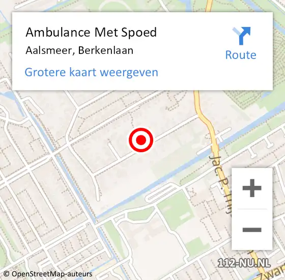 Locatie op kaart van de 112 melding: Ambulance Met Spoed Naar Aalsmeer, Berkenlaan op 1 oktober 2021 09:43