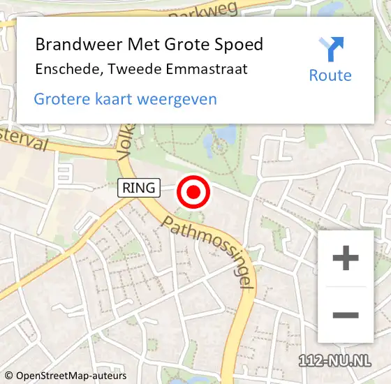 Locatie op kaart van de 112 melding: Brandweer Met Grote Spoed Naar Enschede, Tweede Emmastraat op 1 oktober 2021 09:49