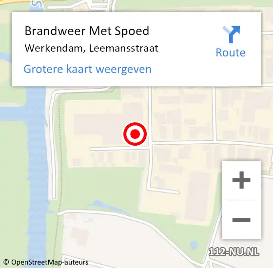 Locatie op kaart van de 112 melding: Brandweer Met Spoed Naar Werkendam, Leemansstraat op 1 oktober 2021 09:49