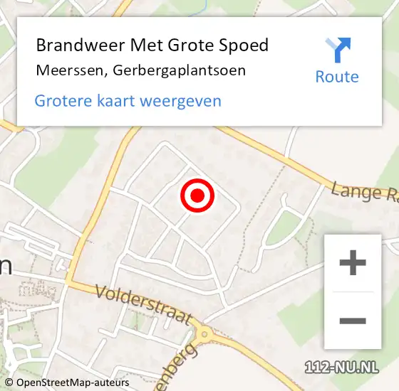 Locatie op kaart van de 112 melding: Brandweer Met Grote Spoed Naar Meerssen, Gerbergaplantsoen op 1 oktober 2021 10:12