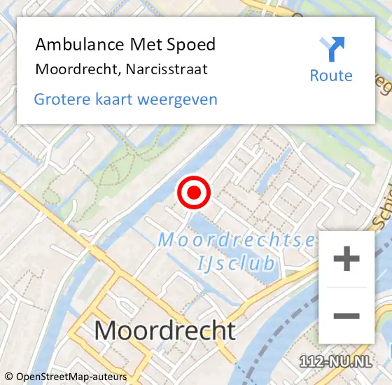 Locatie op kaart van de 112 melding: Ambulance Met Spoed Naar Moordrecht, Narcisstraat op 1 oktober 2021 10:13