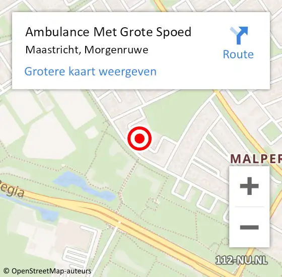 Locatie op kaart van de 112 melding: Ambulance Met Grote Spoed Naar Maastricht, Morgenruwe op 1 oktober 2021 10:36