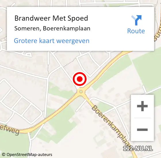 Locatie op kaart van de 112 melding: Brandweer Met Spoed Naar Someren, Boerenkamplaan op 1 oktober 2021 10:40