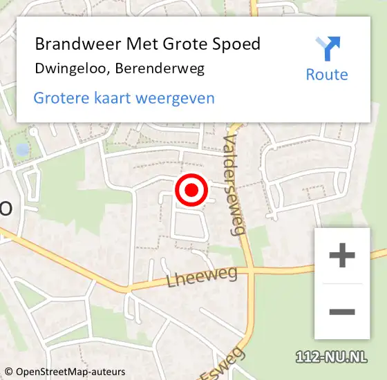 Locatie op kaart van de 112 melding: Brandweer Met Grote Spoed Naar Dwingeloo, Berenderweg op 1 oktober 2021 10:46