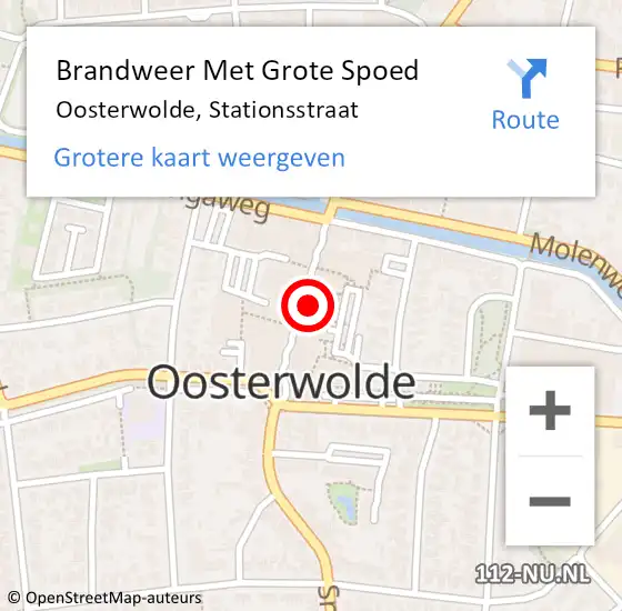 Locatie op kaart van de 112 melding: Brandweer Met Grote Spoed Naar Oosterwolde, Stationsstraat op 1 oktober 2021 10:51