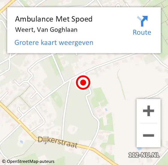 Locatie op kaart van de 112 melding: Ambulance Met Spoed Naar Weert, Van Goghlaan op 1 oktober 2021 11:00