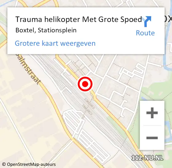 Locatie op kaart van de 112 melding: Trauma helikopter Met Grote Spoed Naar Boxtel, Stationsplein op 1 oktober 2021 11:04