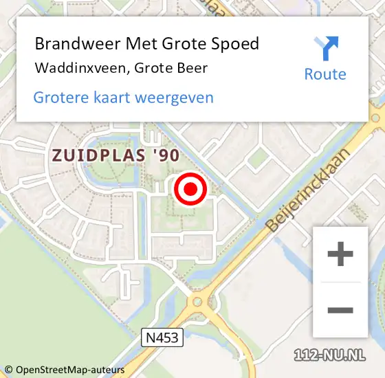 Locatie op kaart van de 112 melding: Brandweer Met Grote Spoed Naar Waddinxveen, Grote Beer op 1 oktober 2021 11:14