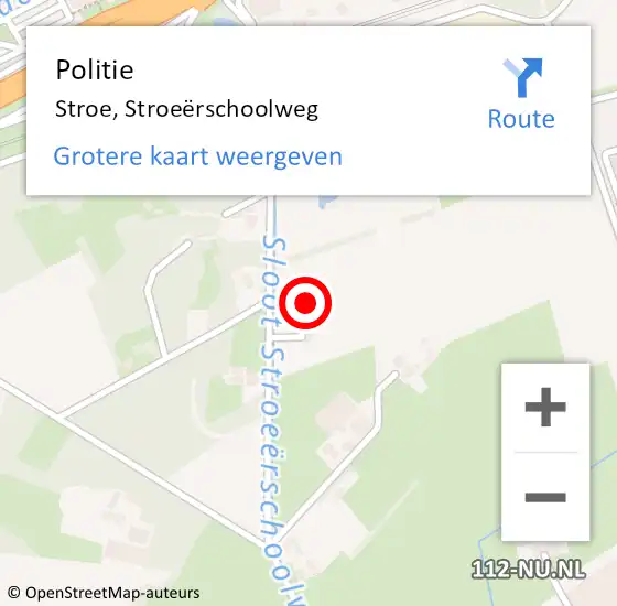 Locatie op kaart van de 112 melding: Politie Stroe, Stroeërschoolweg op 1 oktober 2021 11:16