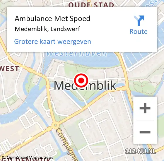 Locatie op kaart van de 112 melding: Ambulance Met Spoed Naar Medemblik, Landswerf op 1 oktober 2021 11:24