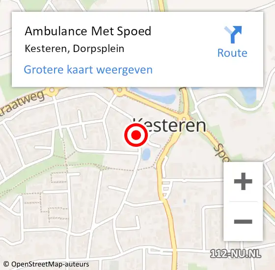 Locatie op kaart van de 112 melding: Ambulance Met Spoed Naar Kesteren, Dorpsplein op 1 oktober 2021 11:41