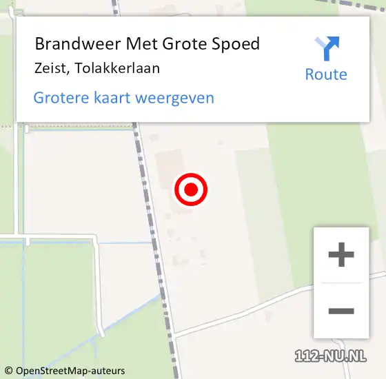 Locatie op kaart van de 112 melding: Brandweer Met Grote Spoed Naar Zeist, Tolakkerlaan op 1 oktober 2021 12:08