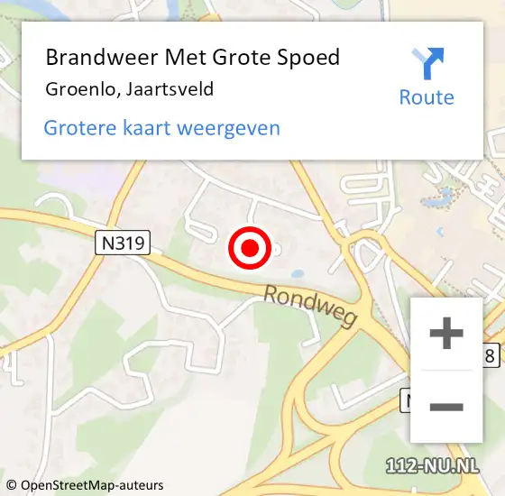 Locatie op kaart van de 112 melding: Brandweer Met Grote Spoed Naar Groenlo, Jaartsveld op 1 oktober 2021 12:25