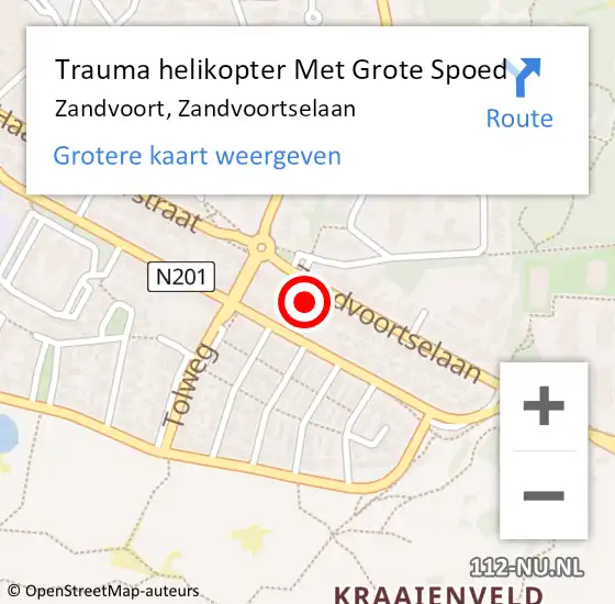 Locatie op kaart van de 112 melding: Trauma helikopter Met Grote Spoed Naar Zandvoort, Zandvoortselaan op 1 oktober 2021 12:43