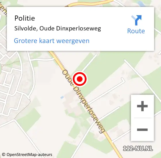 Locatie op kaart van de 112 melding: Politie Silvolde, Oude Dinxperloseweg op 1 oktober 2021 12:51
