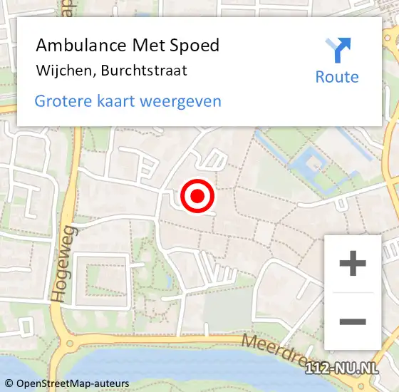 Locatie op kaart van de 112 melding: Ambulance Met Spoed Naar Wijchen, Burchtstraat op 1 oktober 2021 12:55