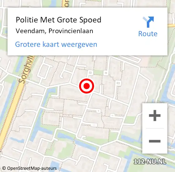 Locatie op kaart van de 112 melding: Politie Met Grote Spoed Naar Veendam, Provincienlaan op 1 oktober 2021 13:13