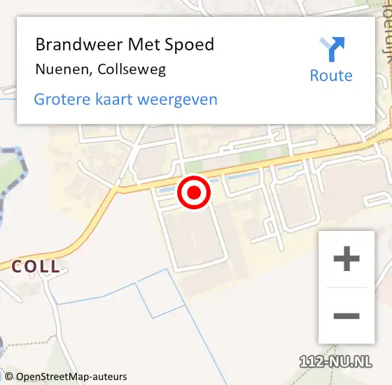 Locatie op kaart van de 112 melding: Brandweer Met Spoed Naar Nuenen, Collseweg op 1 oktober 2021 13:22