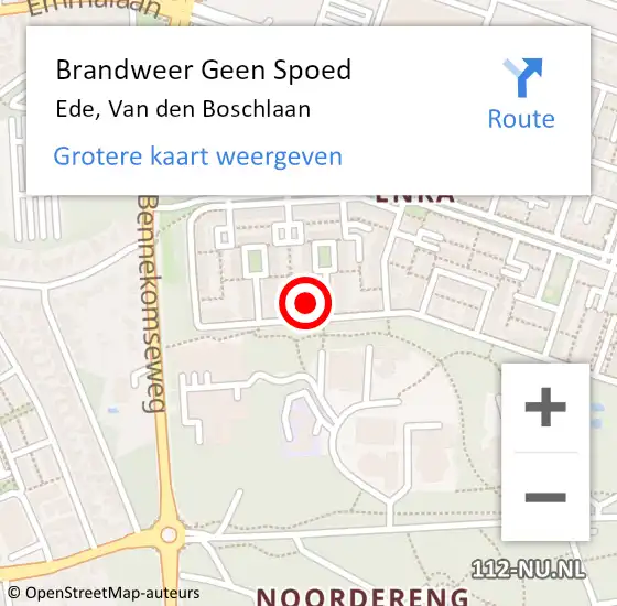 Locatie op kaart van de 112 melding: Brandweer Geen Spoed Naar Ede, Van den Boschlaan op 1 oktober 2021 13:28