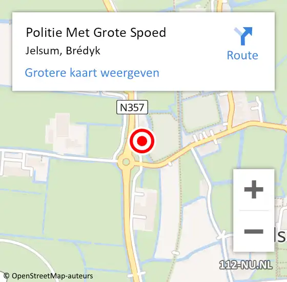 Locatie op kaart van de 112 melding: Politie Met Grote Spoed Naar Jelsum, Brédyk op 1 oktober 2021 13:29