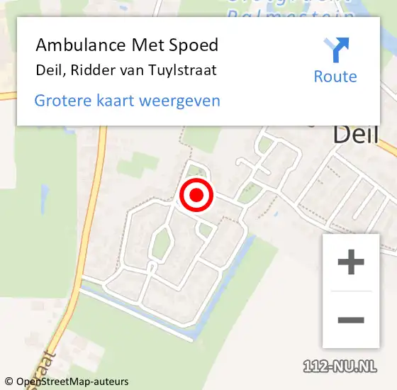 Locatie op kaart van de 112 melding: Ambulance Met Spoed Naar Deil, Ridder van Tuylstraat op 1 oktober 2021 13:41