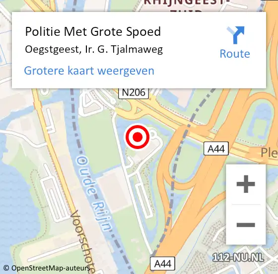 Locatie op kaart van de 112 melding: Politie Met Grote Spoed Naar Oegstgeest, Ir. G. Tjalmaweg op 1 oktober 2021 13:44