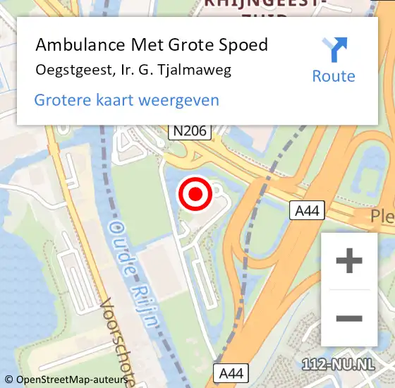 Locatie op kaart van de 112 melding: Ambulance Met Grote Spoed Naar Oegstgeest, Ir. G. Tjalmaweg op 1 oktober 2021 13:45