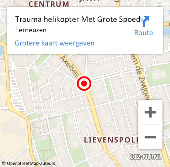 Locatie op kaart van de 112 melding: Trauma helikopter Met Grote Spoed Naar Terneuzen op 1 oktober 2021 14:20