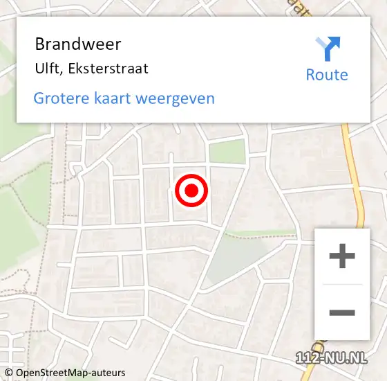 Locatie op kaart van de 112 melding: Brandweer Ulft, Eksterstraat op 1 oktober 2021 14:24