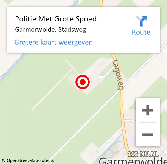 Locatie op kaart van de 112 melding: Politie Met Grote Spoed Naar Garmerwolde, Stadsweg op 1 oktober 2021 14:37