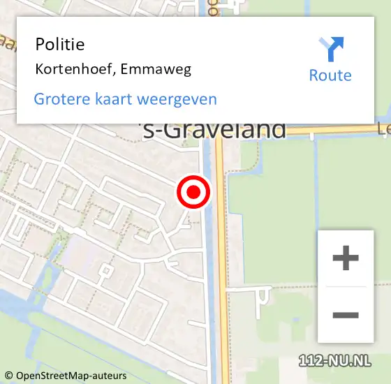 Locatie op kaart van de 112 melding: Politie Kortenhoef, Emmaweg op 1 oktober 2021 14:38