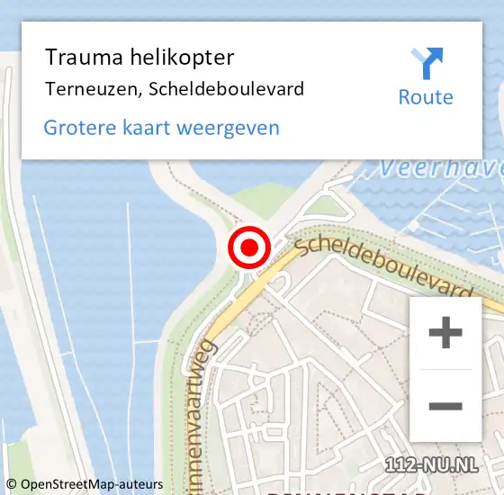 Locatie op kaart van de 112 melding: Trauma helikopter Terneuzen, Scheldeboulevard op 1 oktober 2021 14:45