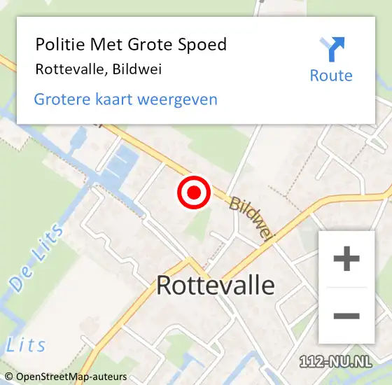 Locatie op kaart van de 112 melding: Politie Met Grote Spoed Naar Rottevalle, Bildwei op 1 oktober 2021 14:54