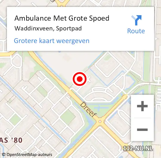 Locatie op kaart van de 112 melding: Ambulance Met Grote Spoed Naar Waddinxveen, Sportpad op 1 oktober 2021 15:07