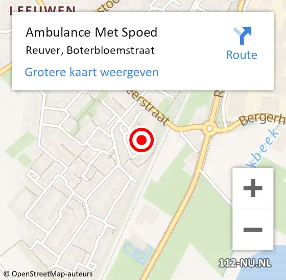 Locatie op kaart van de 112 melding: Ambulance Met Spoed Naar Reuver, Boterbloemstraat op 24 juni 2014 16:27