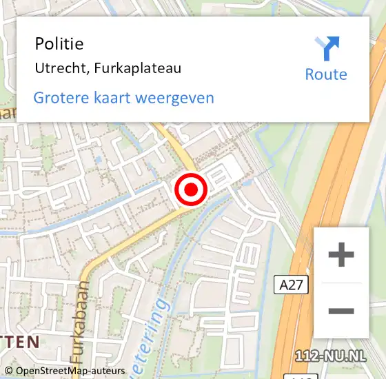 Locatie op kaart van de 112 melding: Politie Utrecht, Furkaplateau op 1 oktober 2021 15:48