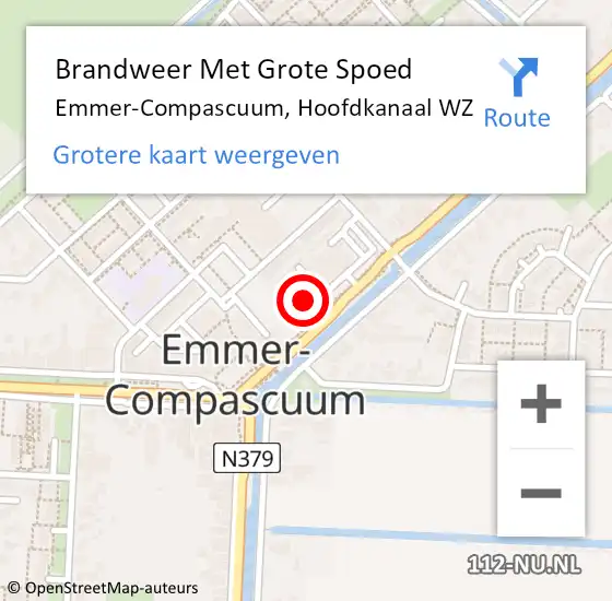 Locatie op kaart van de 112 melding: Brandweer Met Grote Spoed Naar Emmer-Compascuum, Hoofdkanaal WZ op 1 oktober 2021 15:58