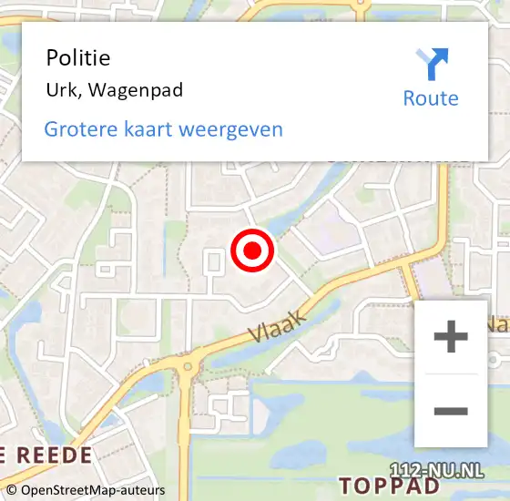 Locatie op kaart van de 112 melding: Politie Urk, Wagenpad op 1 oktober 2021 16:13