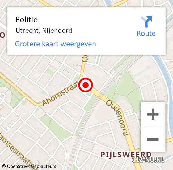 Locatie op kaart van de 112 melding: Politie Utrecht, Nijenoord op 1 oktober 2021 16:21