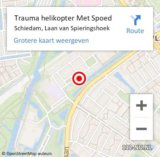 Locatie op kaart van de 112 melding: Trauma helikopter Met Spoed Naar Schiedam, Laan van Spieringshoek op 1 oktober 2021 16:29