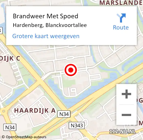 Locatie op kaart van de 112 melding: Brandweer Met Spoed Naar Hardenberg, Blanckvoortallee op 1 oktober 2021 16:37