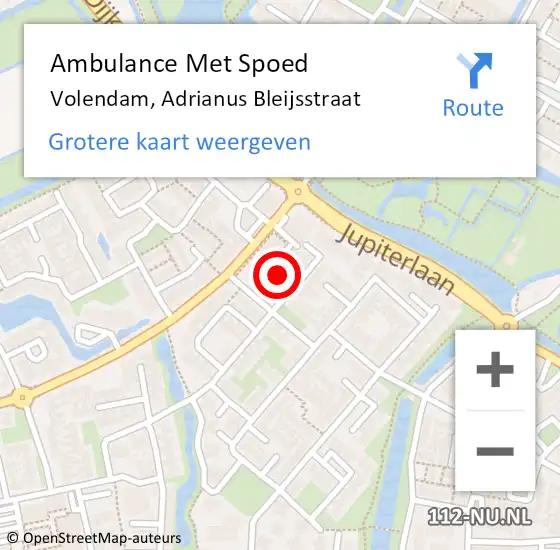 Locatie op kaart van de 112 melding: Ambulance Met Spoed Naar Volendam, Adrianus Bleijsstraat op 1 oktober 2021 16:55