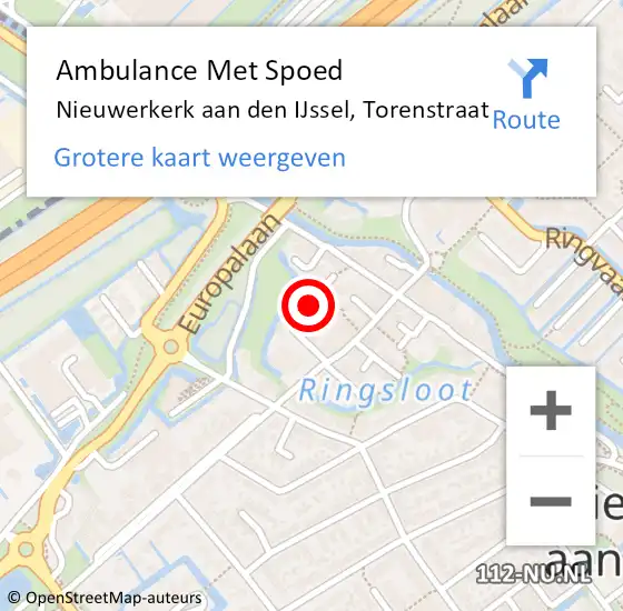 Locatie op kaart van de 112 melding: Ambulance Met Spoed Naar Nieuwerkerk aan den IJssel, Torenstraat op 1 oktober 2021 17:01