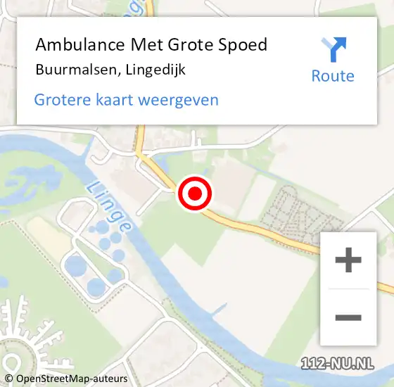 Locatie op kaart van de 112 melding: Ambulance Met Grote Spoed Naar Buurmalsen, Lingedijk op 1 oktober 2021 17:07
