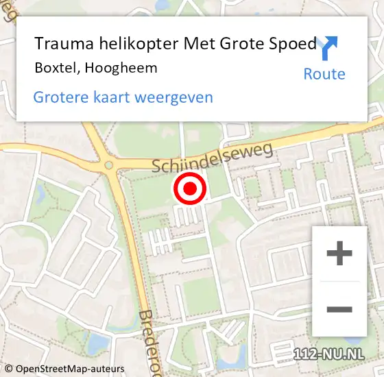 Locatie op kaart van de 112 melding: Trauma helikopter Met Grote Spoed Naar Boxtel, Hoogheem op 1 oktober 2021 17:11