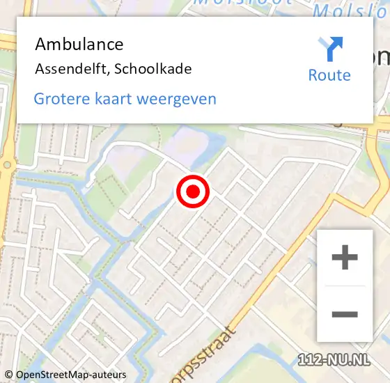 Locatie op kaart van de 112 melding: Ambulance Assendelft, Schoolkade op 1 oktober 2021 17:14